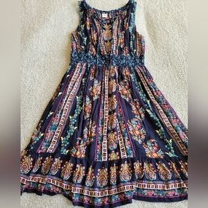 Bila Sleeveless Multicolor Boho Mini Dress Size XL